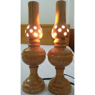 ĐÈN THỜ GỖ TỰ NHIÊN CAO CẤP (MỘT ĐÔI) ĐỂ BÀN