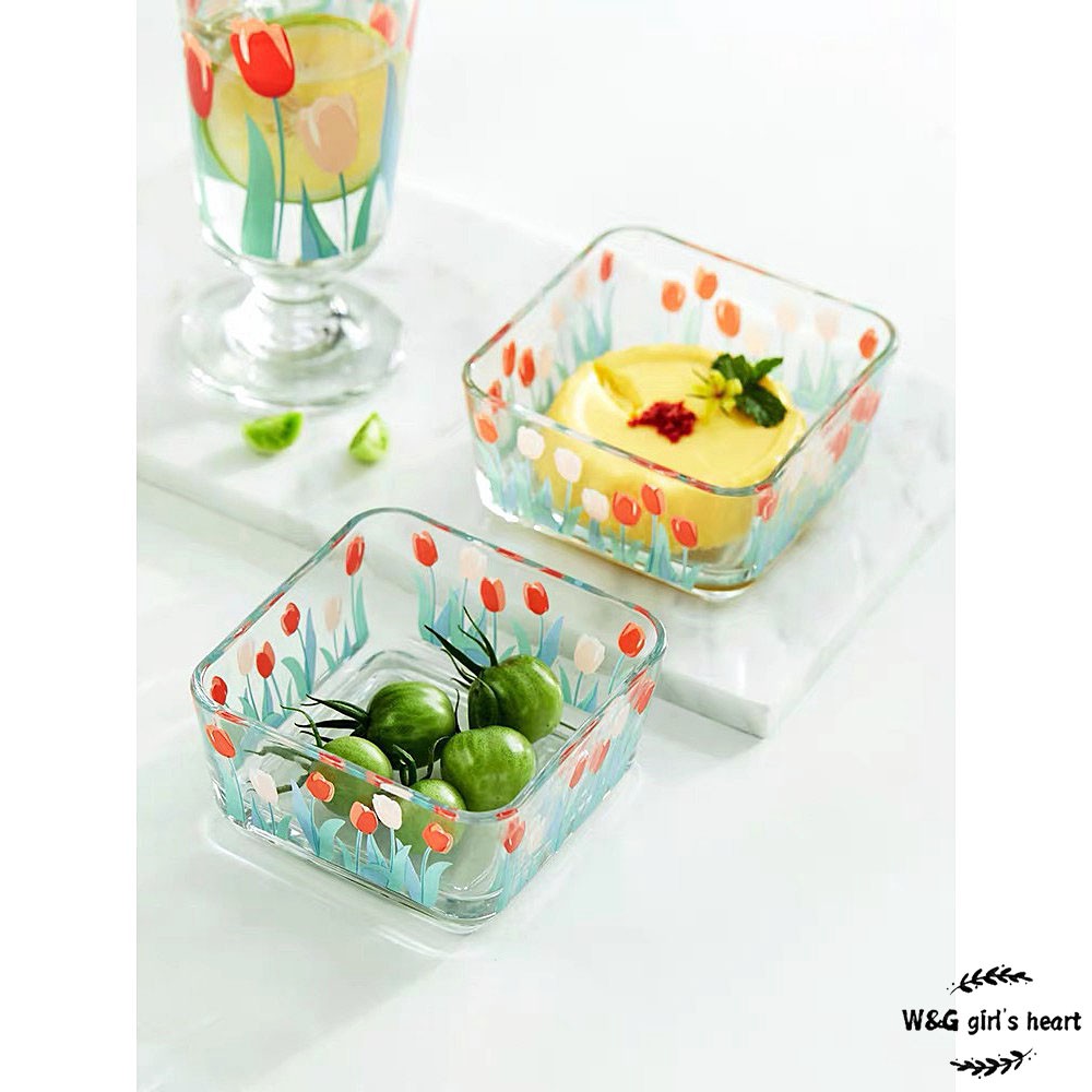 （24h delivery）W&amp;G  Simple multi-function Lovely simple transparent tulip sugar water bowl dessert bowl salad bowl breakfast bowl fruit bowl ashtray