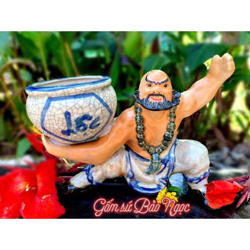 chậu tượng la hán dang tay men sứ loại một gốm sứ bảo ngọc