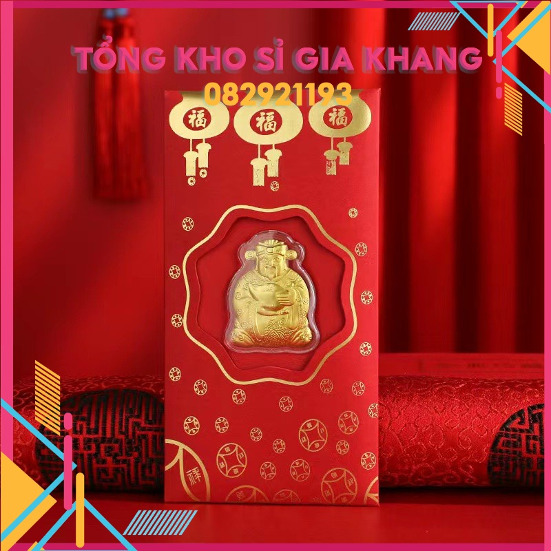 Bao lì xì hình thần tài ngũ hổ mẫu đèn lông - quà tặng đầu xuân 2022
