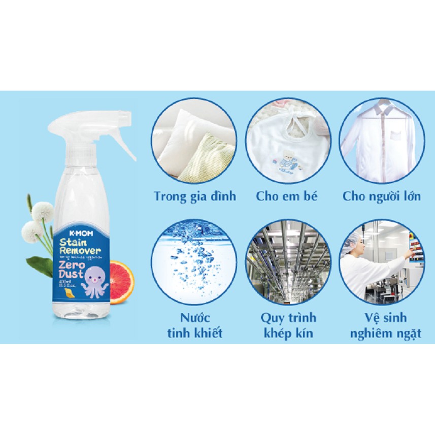 Nước tẩy vết bẩn quần áo Zero Dust K-Mom Hàn Quốc
