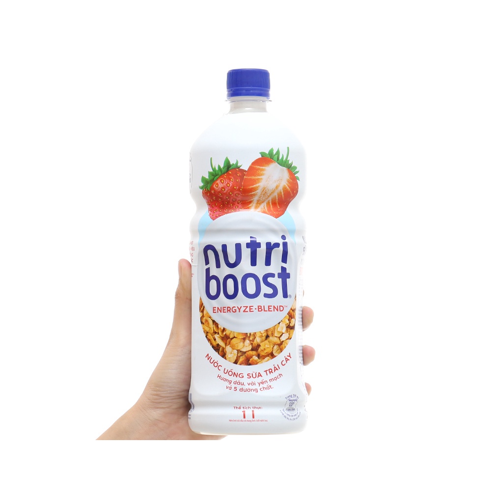 Thùng 6 Chai Sữa NutriBoost Hương Dâu 1L/chai - Sữa trái cây giải khát - Thức uống dinh dưỡng - Cho ngày dài năng động