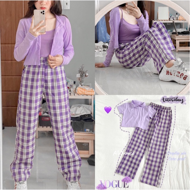Quần caro Ulzzang ống rộng 02 unisex | BigBuy360 - bigbuy360.vn