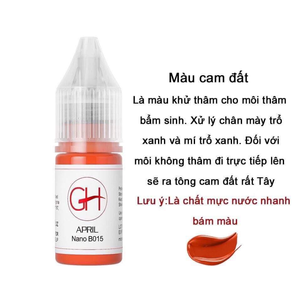 Mực hữu cơ GH phun môi đẹp siêu bám nhanh lên màu chuẩn giá tốt, Mực phun xăm môi Nano gh chính hãng Mỹ 6ml / 12ml