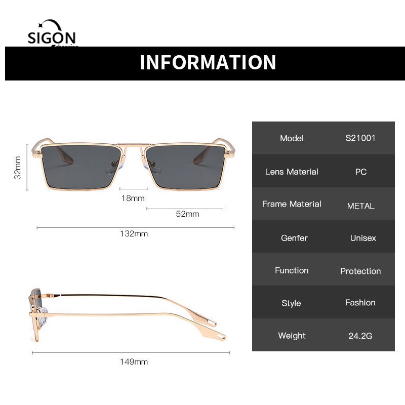 Kính Mát Gọng Kim Loại Vuông Màu Nâu Thời Trang