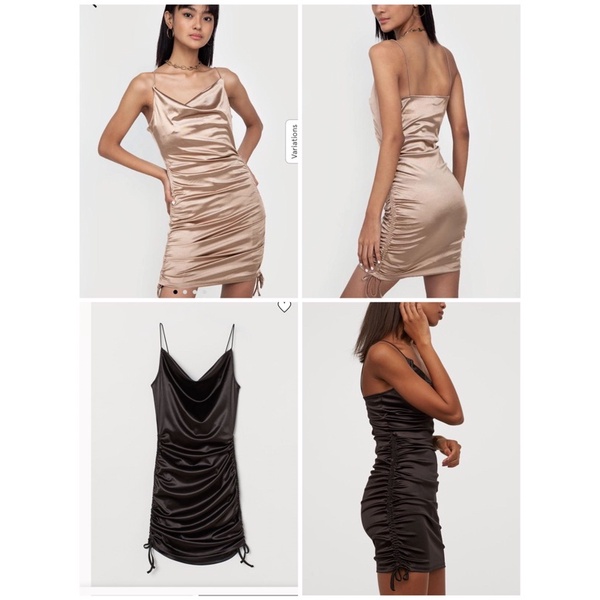 CÓ SẴN Váy body dây rút chất satin HM