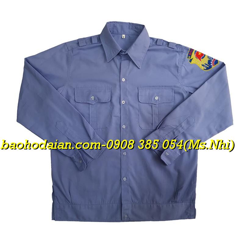 Đồng phục bảo vệ may sẵn tay dài vải kate thấm hút mồ hôi- Hình thật