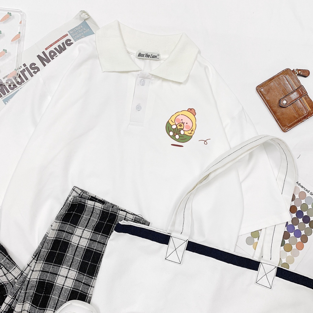 Áo thun polo tay lỡ  PEACH BẮP  phông Unisex nam nữ tee oversize form rộng pull Ulzzang Streetwear Hàn Quốc vải mềm