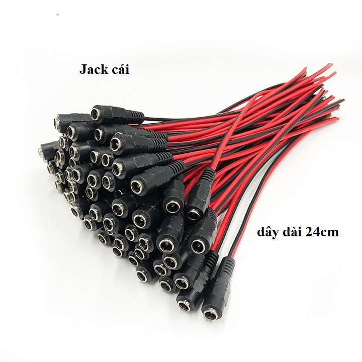 Jack nối nguồn đực cái 5.5mm có dây 24cm