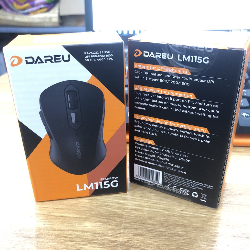 {TẶNG BÀN DI)Chuột máy tính không dây dùng cho văn phòng DareU LM115G