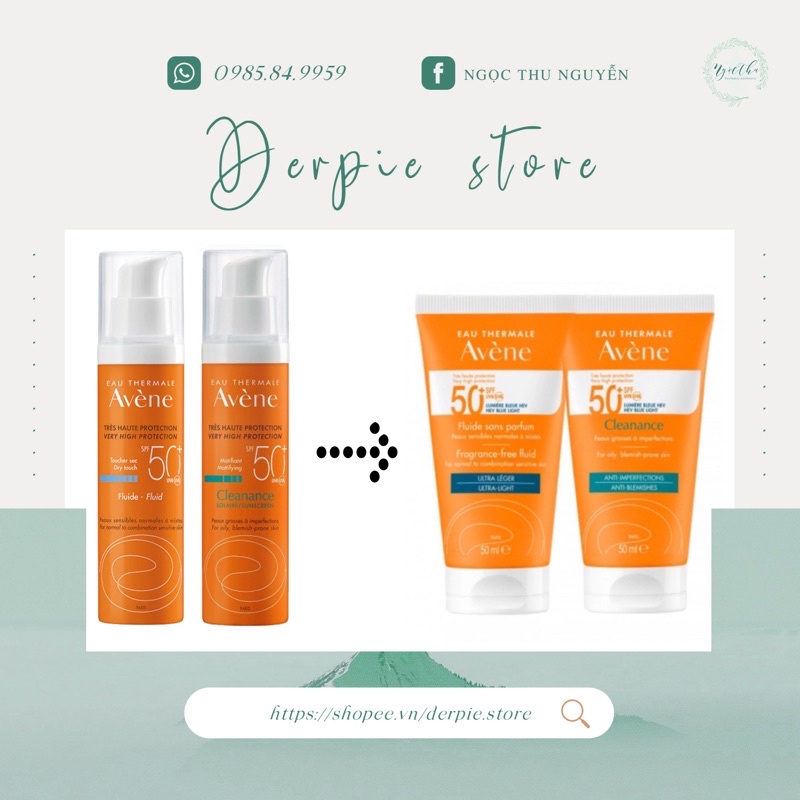 Kem chống nắng vật lí lai hoá học Avene Very High Protection Dry Touch Fluide/Cleanance SPF50+