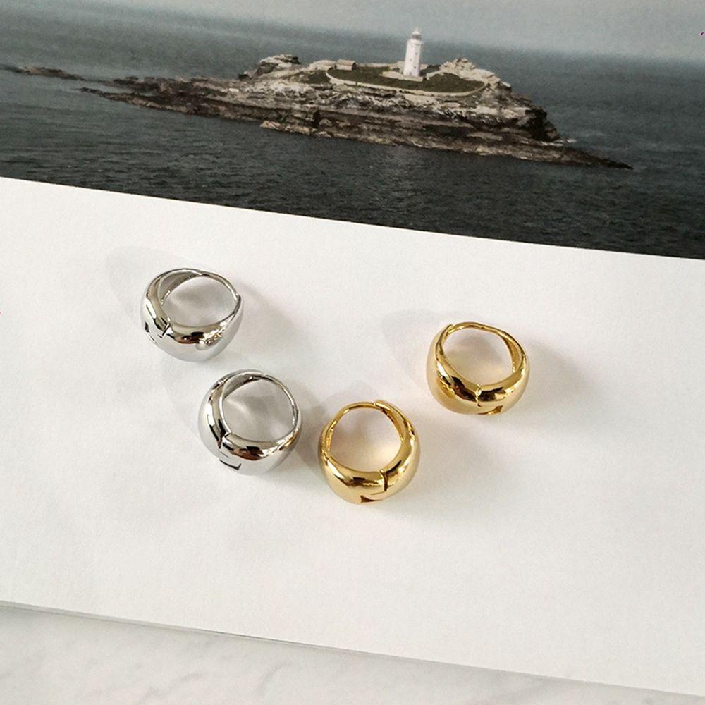 MXGOODS Bông Tai Kim Hình Tròn Bằng Bạc Phong Cách Hàn Quốc Thời Trang