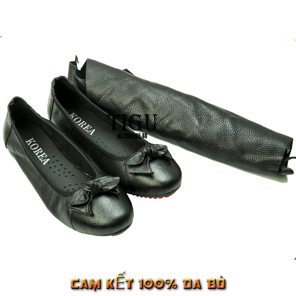 Giày búp bê nữ đế bệt da bò