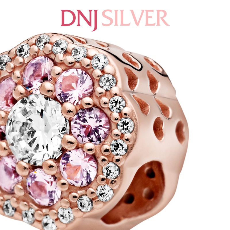 Charm bạc 925 cao cấp, hàng chuẩn bạc - Charm Pink Sparkle Flower thích hợp để mix vòng tay charm - DN189