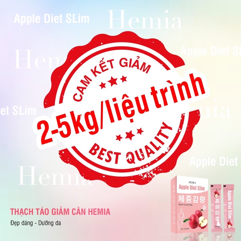 Thạch Giảm Cân Hemia Chính Hãng Thạch Táo Giảm Cân Apple Diet Slim Hộp 10 gói