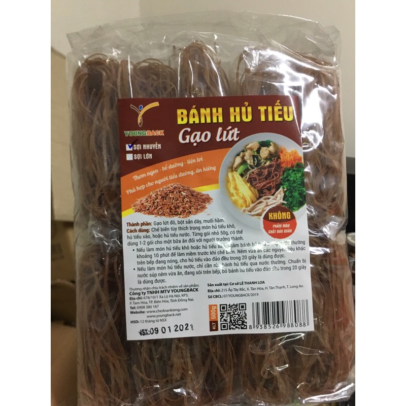 Hủ tiếu gạo lứt ăn liền YoungBack 500gr 10 vắt, giảm cân hiệu quả