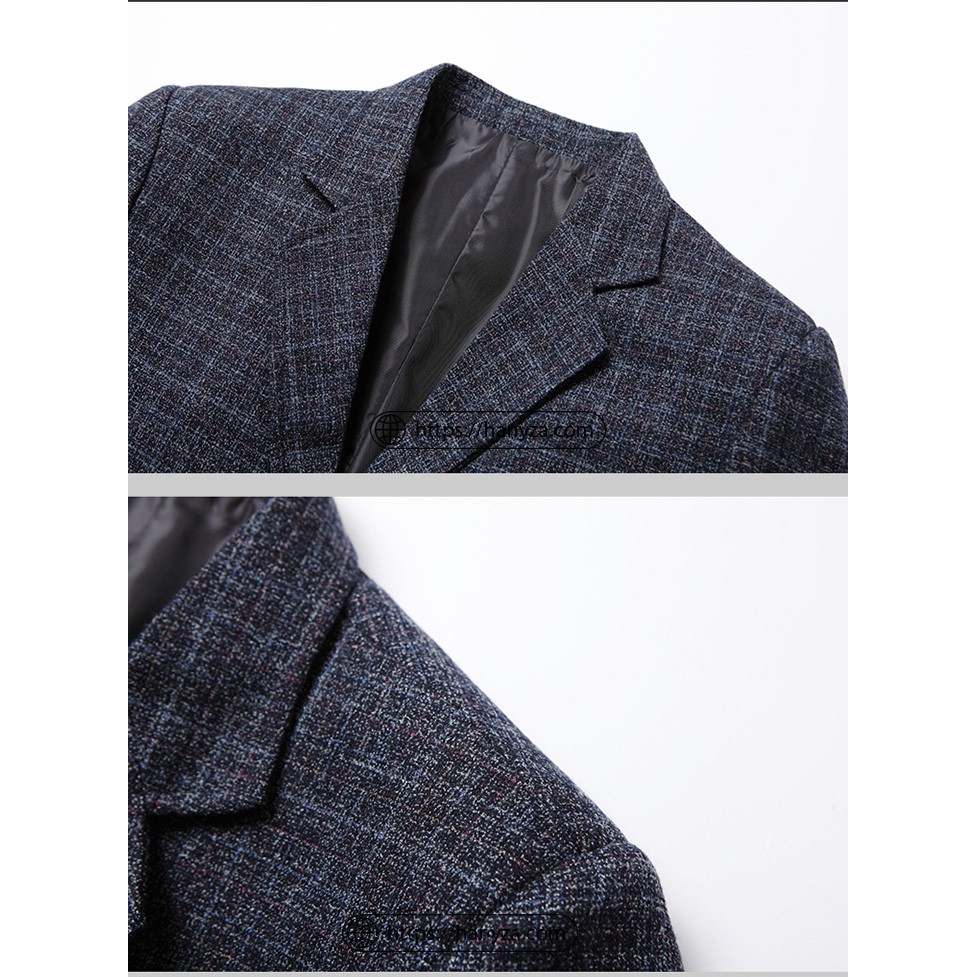 Áo blazer nam cổ vest kẻ caro phong cách Châu Âu.