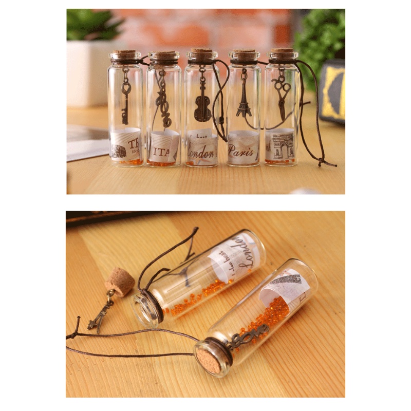 1 Bình Điều Ước Lọ Thủy Tinh Nhỏ Nút Chặn Bằng Gỗ Sáng Tạo Phong Cách Vintage Trang Trí Nhà Cửa