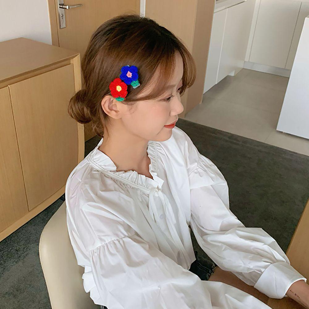 TWINKLE Kẹp Tóc Mỏ Vịt Bằng Len Đính Hoa Đơn Giản Ngọt Ngào Cho Nữ
