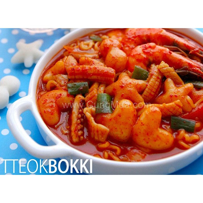 500g bánh gạo tokbokki hình tim sao hoa