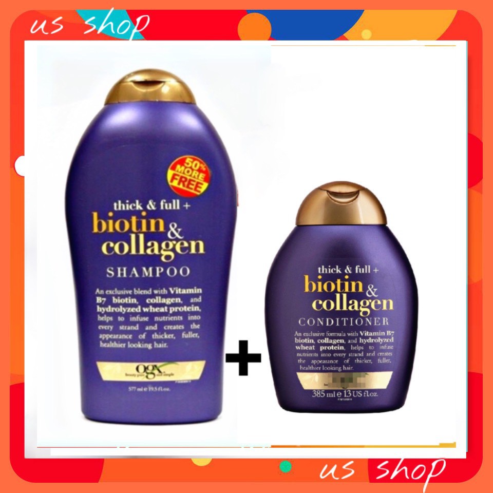 (FLASH SALE) 1 DẦU GỘI BIOTIN 577ML+ 1 DẦU XẢ BIOTIN 385ML OGX USA