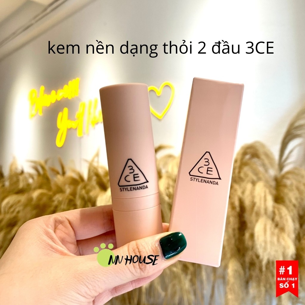 Kem nền 3CE dạng thỏi 2 đầu Layer Covering Stick Foundation che khuyết điểm - kem nền bb kèm cọ trang điểm - NN HOUSE | BigBuy360 - bigbuy360.vn