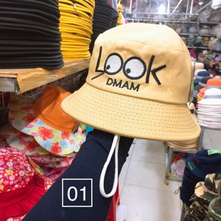 [3 MÀU] Nón vải rộng vành thêu chữ LOOK cách điệu cho bé từ 1 đến 5 tuổi