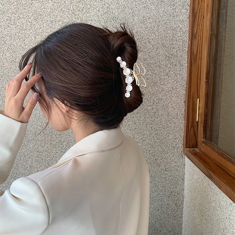 Kẹp Tóc Càng Cua Lưng Vừa Đính Đá Opal Đơn Giản Dành Cho Nữ