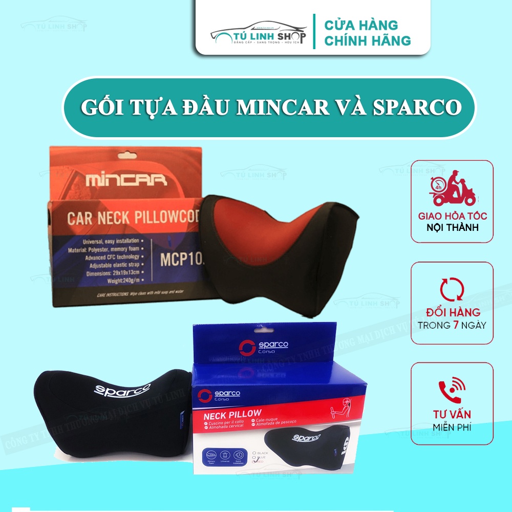 [Mã LIFEAUMAY giảm 10% tối đa 30k đơn 150k] Gối tựa đầu ô tô cao su non - Chính hãng Mincar và Sparco