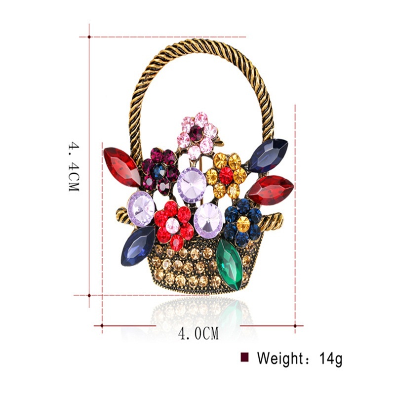 Ghim Cài Áo Hình Giỏ Hoa Đính Đá Xinh Xắn