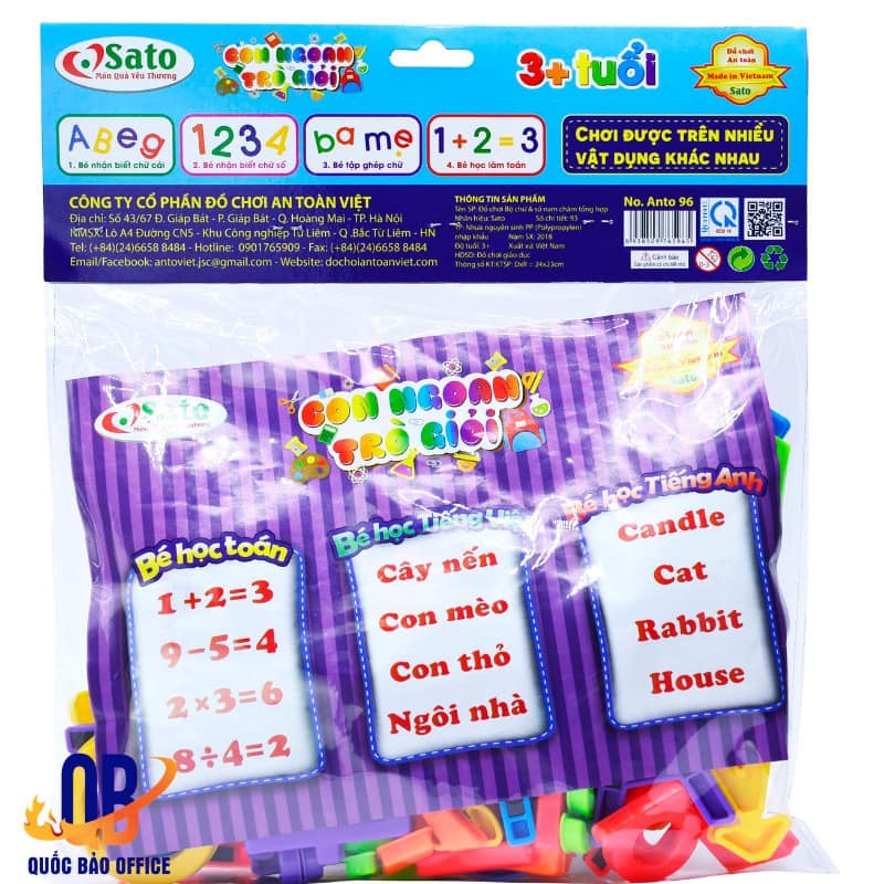 Đồ chơi giáo dục bảng chữ cái nam châm Tiếng Việt và số cho bé học chữ và tính toán