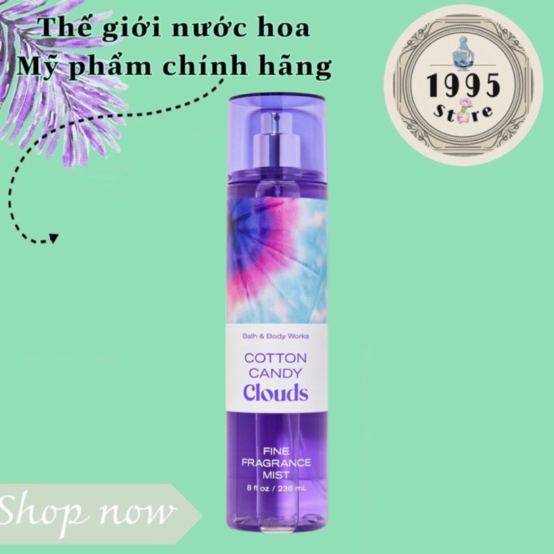 Xịt thơm body mist Bath & Body Works - Cotton Candy Clouds