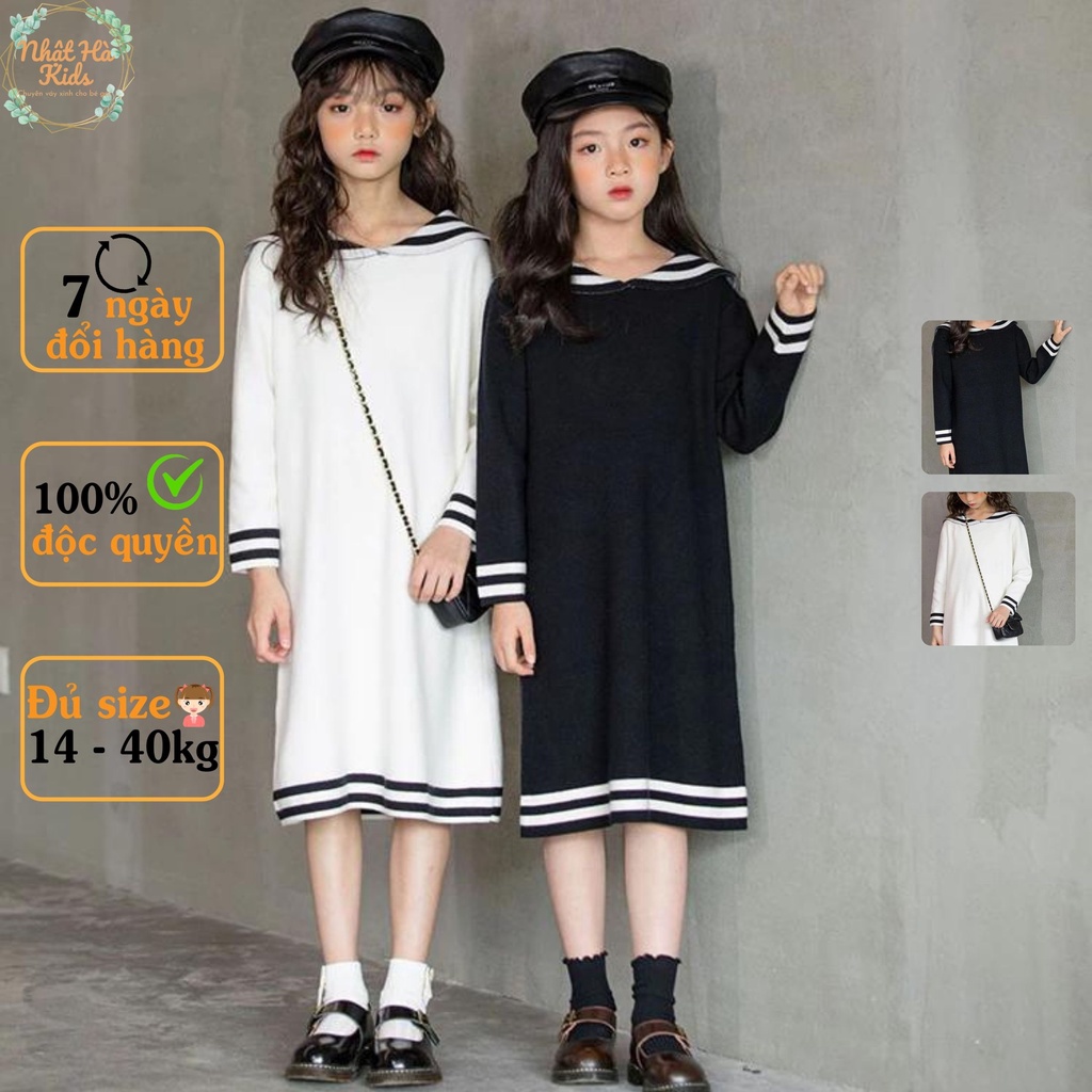 Váy bé gái thu đông A15 size từ 12-43kg dáng suông dài tay chất liệu Umi cao cấp