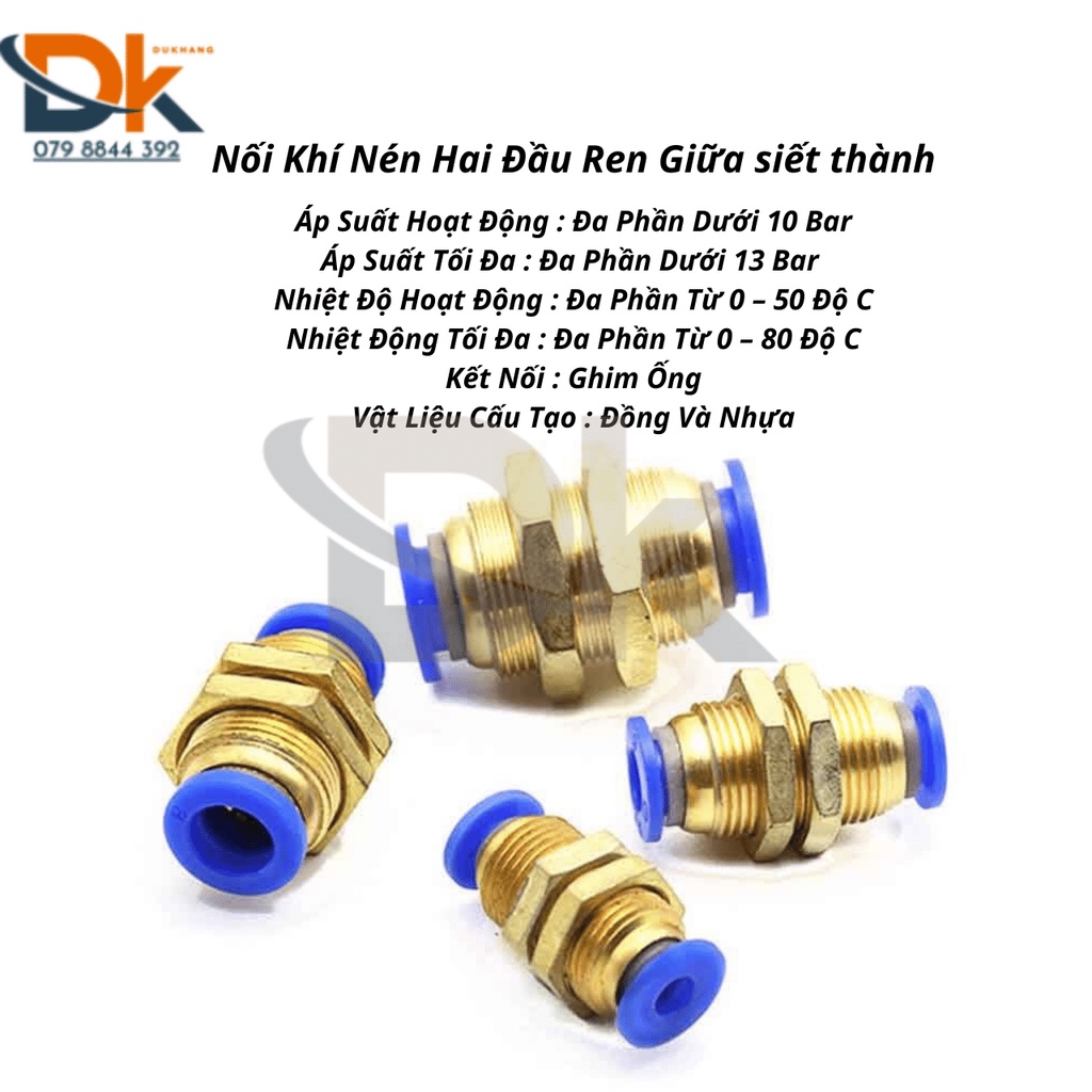 Nối khí nén 2 đầu ống siết thành PM