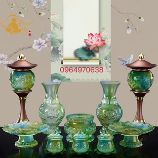 Mâm bồng thủy tinh pha màu - vàng 7" - 8” - 9”