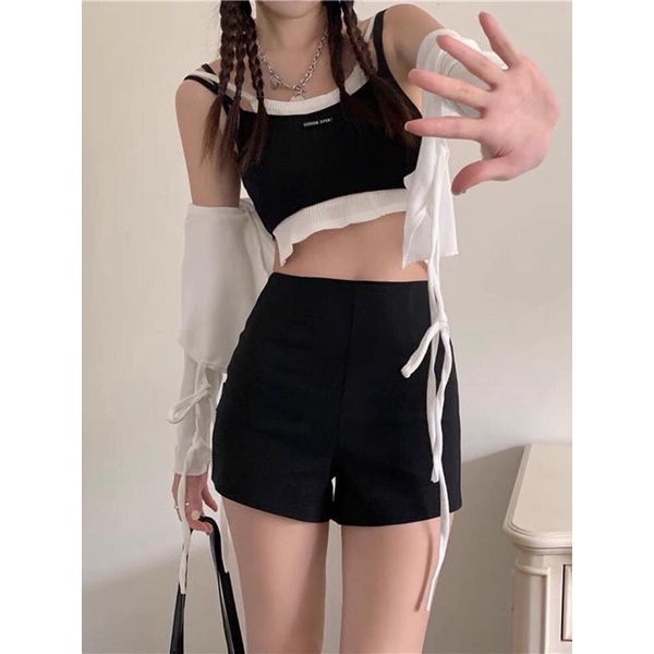 Quần sooc cạp cao khoá sau, chất Umi hàn cực đẹp mix đồ siêu sexy tôn dáng hách chân full size dưới 55kg