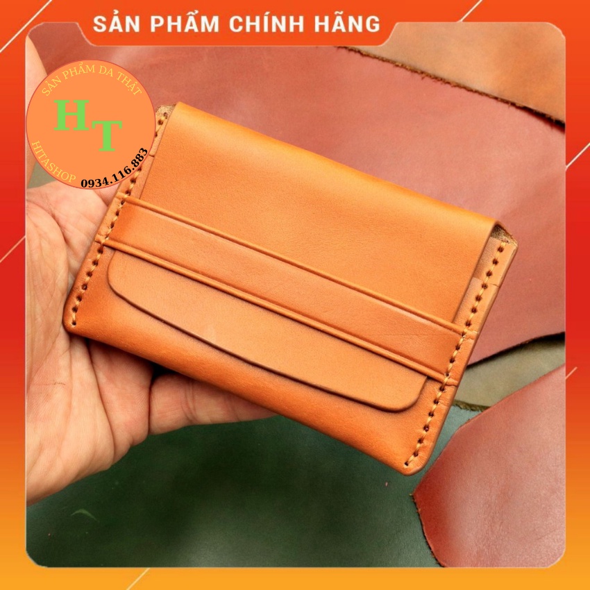 Ví Đựng Card Cao Cấp Da Pullup - Cam Kết 100% Da Bò Thật - Màu Vàng Bò Hàng Chính Hãng Thương Hiệu Hima Leather C01