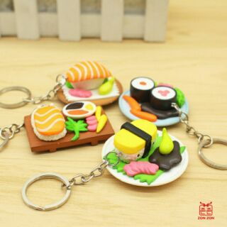 Móc Khóa đĩa sushi cá hồi salmon