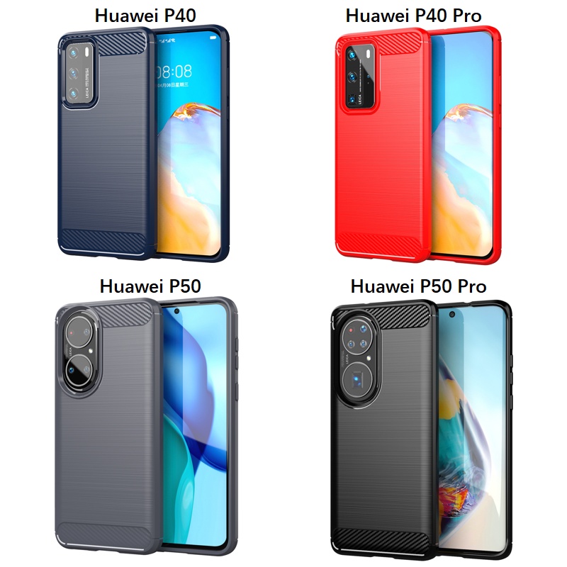 Ốp điện thoại mềm họa tiết sợi carbon cho Huawei P20 P30 P50 P40 Pro Plus Pro+ P10 Plus P10+ P40 Lite