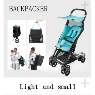 (tặng kèm Balo, dây đeo vai, màn chống muỗi)Xe đẩy du lịch siêu gon Seebaby A2-màu xanh dương