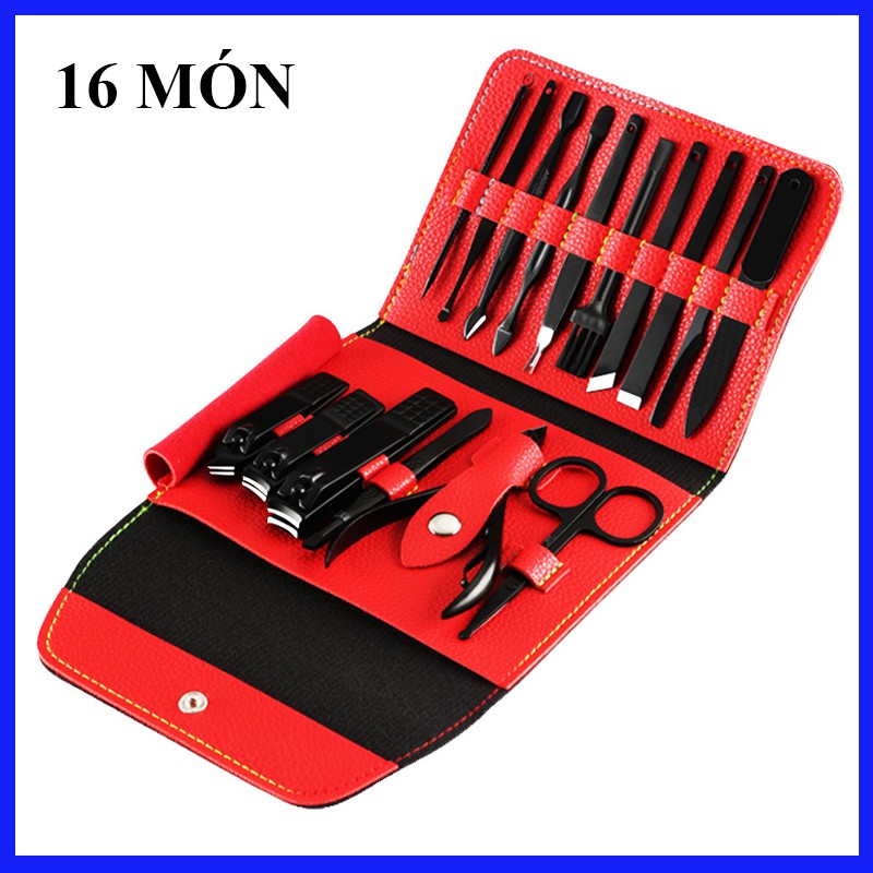 BỘ CẮT MÓNG TAY TIỆN DỤNG - BỘ KÌM BẤM MÓNG TAY 15-16-8-19-20 MÓN ĐEN HUYỀN BÍ