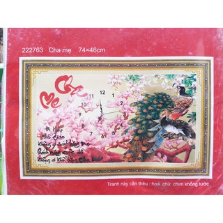 Tranh thêu chữ thập đồng hồ cha mẹ 222763