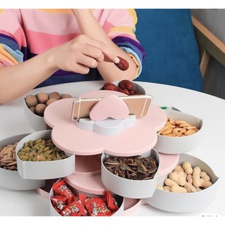 [ LOẠI I] Khay mứt Tết/ Khay bánh kẹo 2 tầng hình hoa tiện lợi , hiện đại cho dịp Tết sắp đến.