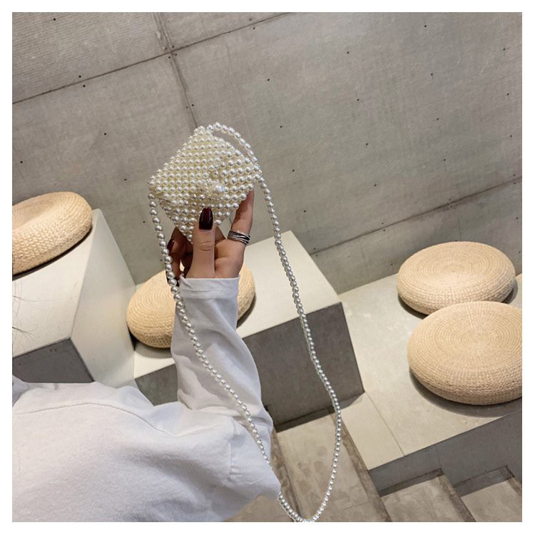 Túi đeo chéo mini kết hạt cườm ngọc trai dành cho nữ và bé