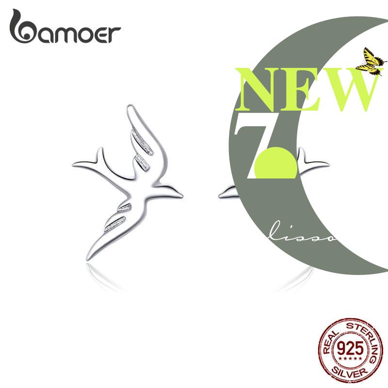 khuyên tai Khuyên tai Bamoer BSE302 bạc 9245 hình chim én thời trang cho nữ