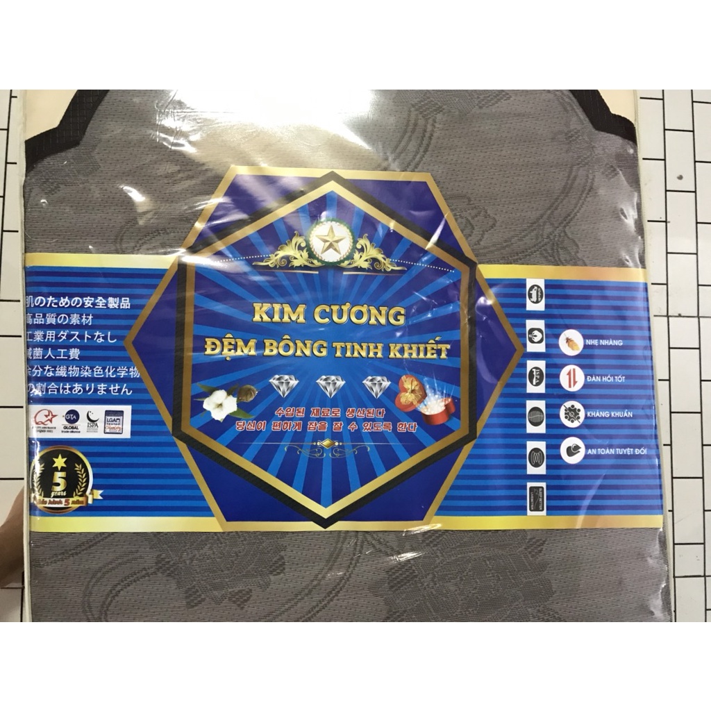 Đệm bông ép mặt massage gấp 3 mảnh kim cương kháng khuẩn cao cấp chất liệu vải thun mát lạnh phù hợp mọi thời tiết