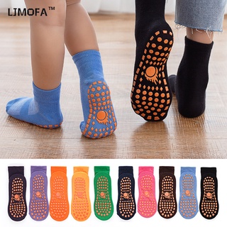LJMOFA KIDS 1-12 tuổi sàn sock yoga sock trong nhà trò chơi tinh khiết màu sock sock silica gel sock trẻ em tất bán buôn