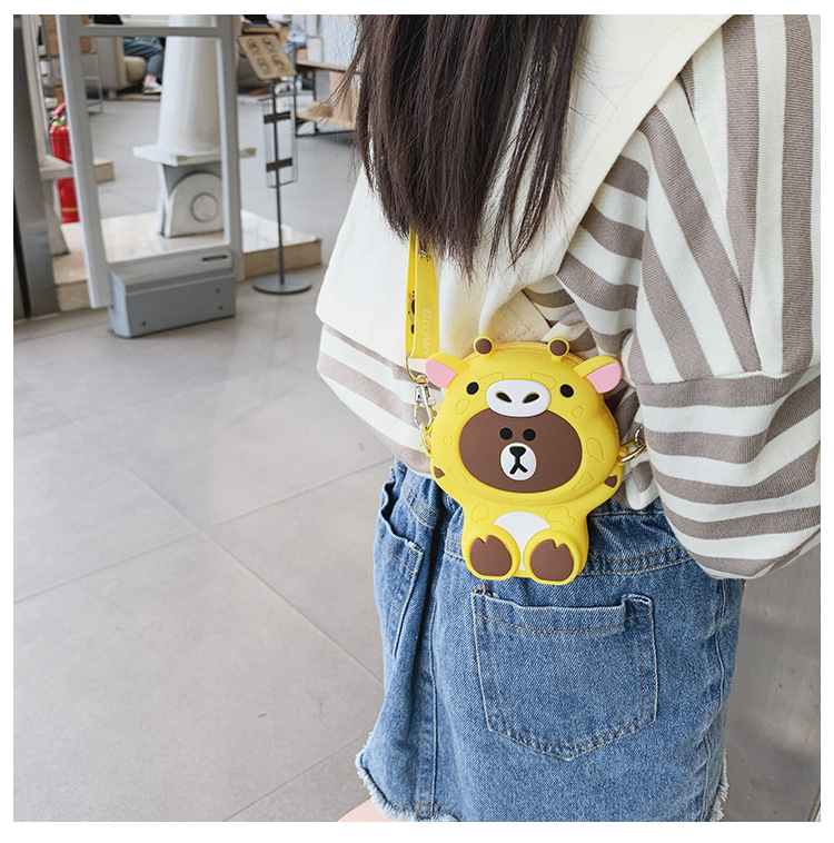 Doledo sẵn sàng cổ phiếu silicone hoạt hình ví tiền xu gấu nâu chip lớn 'n' dale túi đeo vai trẻ em túi đeo chéo túi lưu trữ túi đựng thẻ