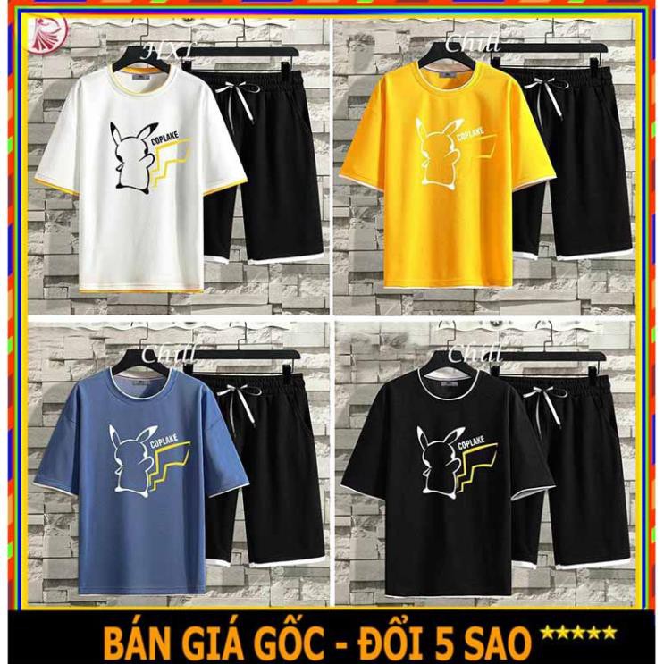 ❤️ GIÁ SỈ - LOẠI TỐT ❤️ SÉT ĐỒ BỘ MẶC NHÀ THỂ THAO NAM NỮ HÌNH PIKACHU COPLAKE CHẤT THUN LƯỚI MÈ MÁT NHẸ QUẦN +ÁO 😍 '