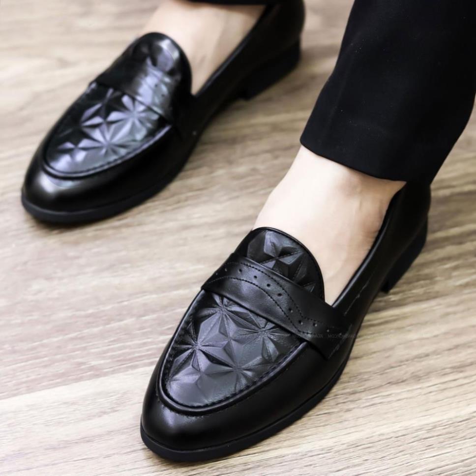 Giày Lười Nam Da Lì Dập Vân 3D Siêu Bền [ Bảo Hành 3 Tháng ] Mã G012 | BigBuy360 - bigbuy360.vn